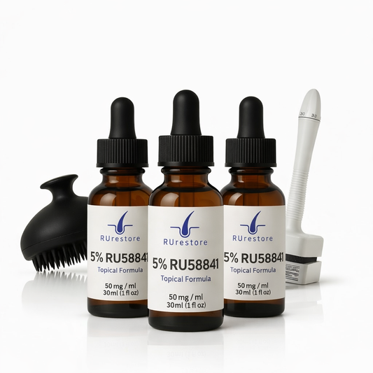 RU58841 5% 3 Month Bundle with FREE Dermastamp and Scalp Massager